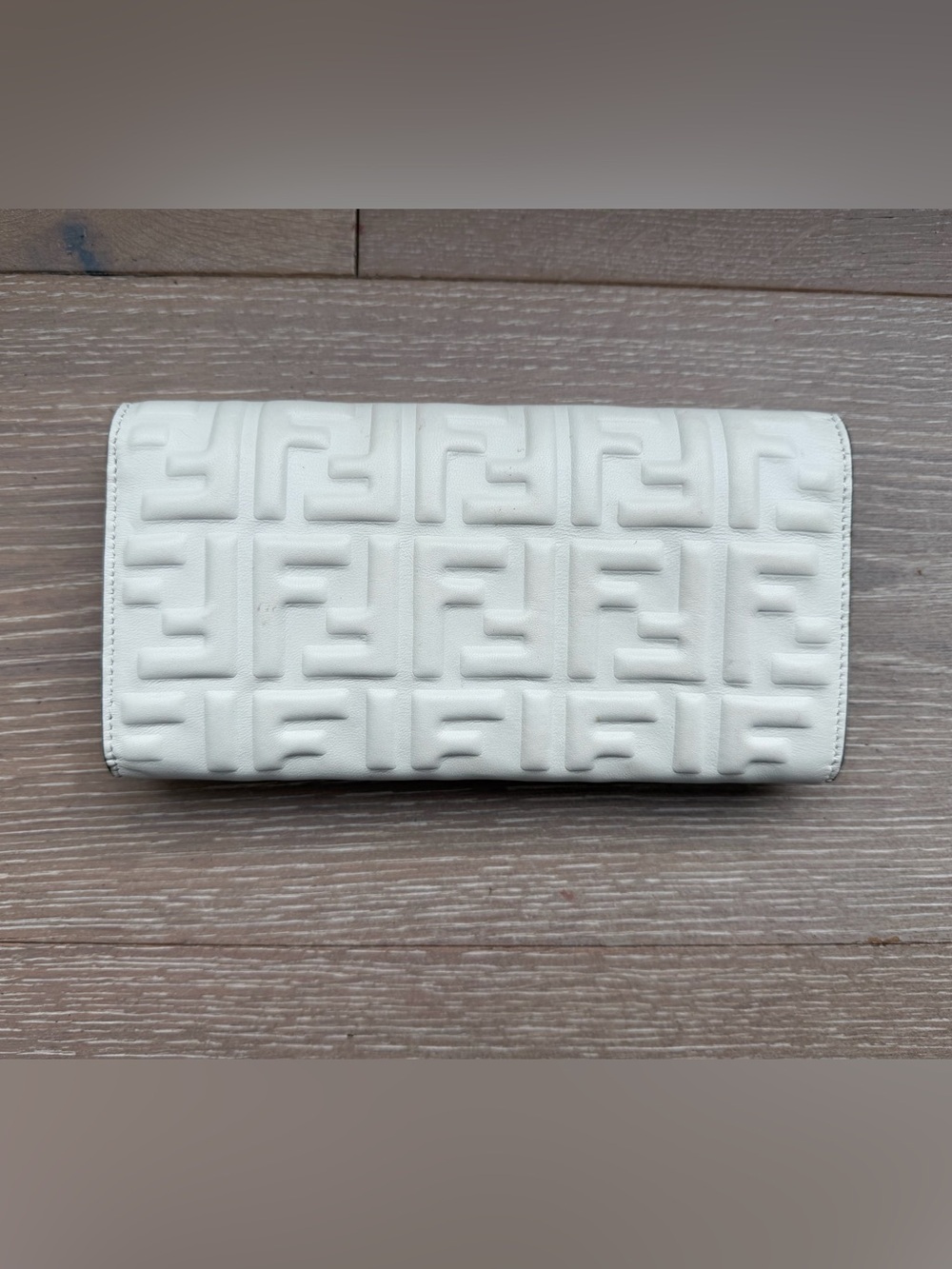 Fendi White Zucca Embossed Leather Baguette Continental Wallet with Dust Bag - Picture 4 of 5